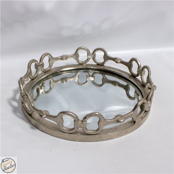 AMER. ATELIER HORSE BIT STYLE MIRRORED ROUND TRAY
