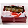 Image 1 : RED LEATHER BOX WITH LID WITH NEW CANADIAN