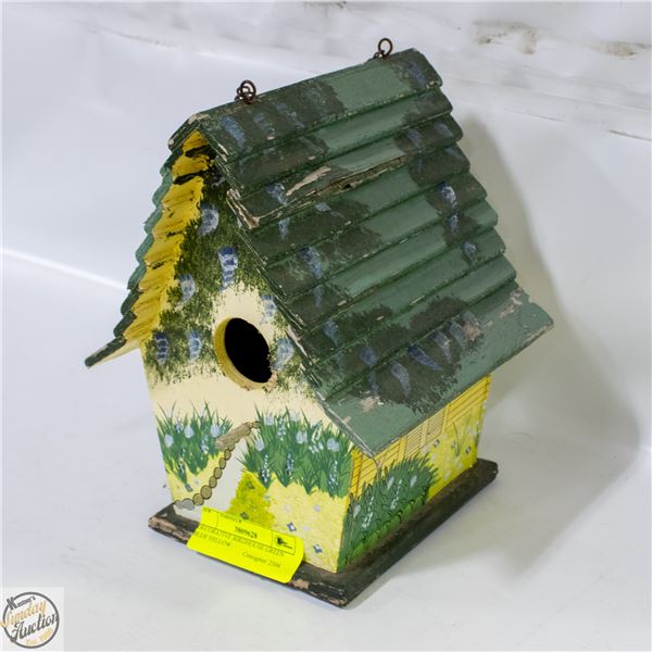 DECORATIVE BIRDHOUSE GREEN BLUE YELLOW