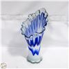 Image 1 : BLUE WHITE ART GLASS VASE 12 INCHES TALL