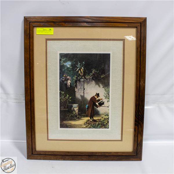 VINTAGE FRAMED "THE FLOWER FRIEND" PRINT- 22"X16"