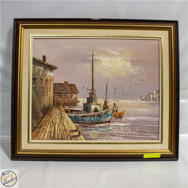 LARGE FRAMED OIL ON CANVAS 22.5" X 26.5"
