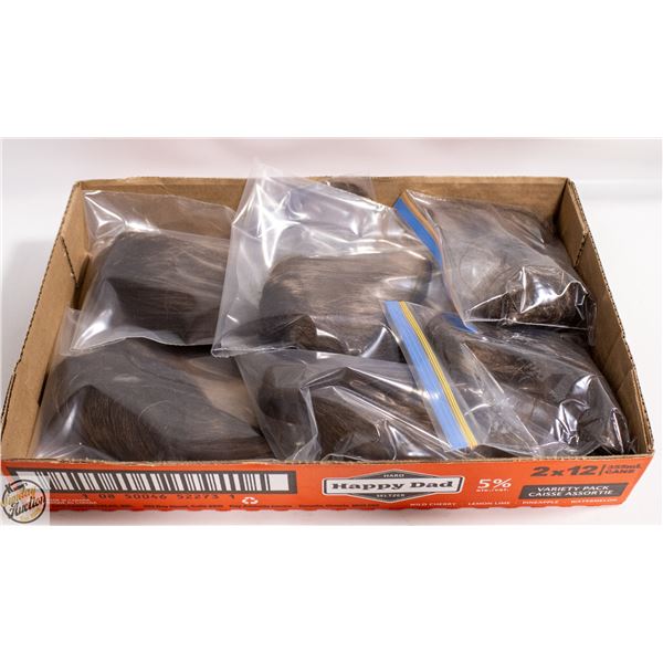 SET OF 6 BROWN REAL HAIR EXTENSIONS - 2 X 18"