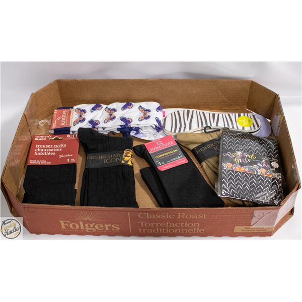 FLAT WITH NEW LADIES SOCKS (SIZES 6-11, 5-9 &