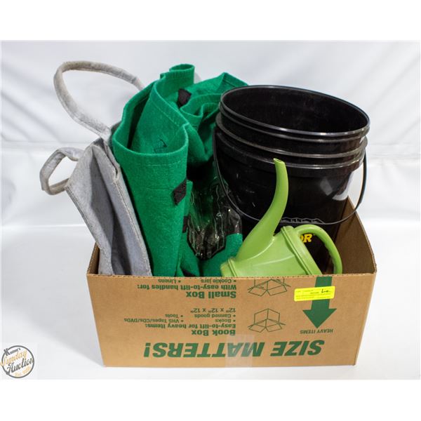 BOX WITH GARDEN ACCESSORIES AND FERTILIZERS