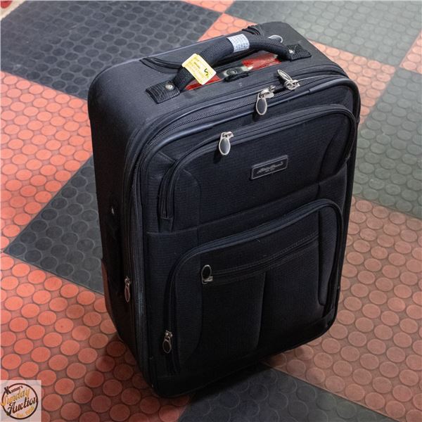 EDDIE BAUER BLACK CANVAS CARRY-ON SUITCASE -
