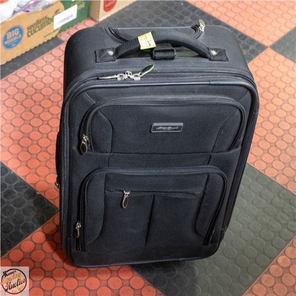 EDDIE BAUER BLACK CANVAS CARRY-ON SUITCASE -