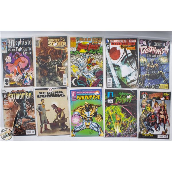 #1 COMIC LOT, 10 BOOKS, MARVEL, DC, INDIE
