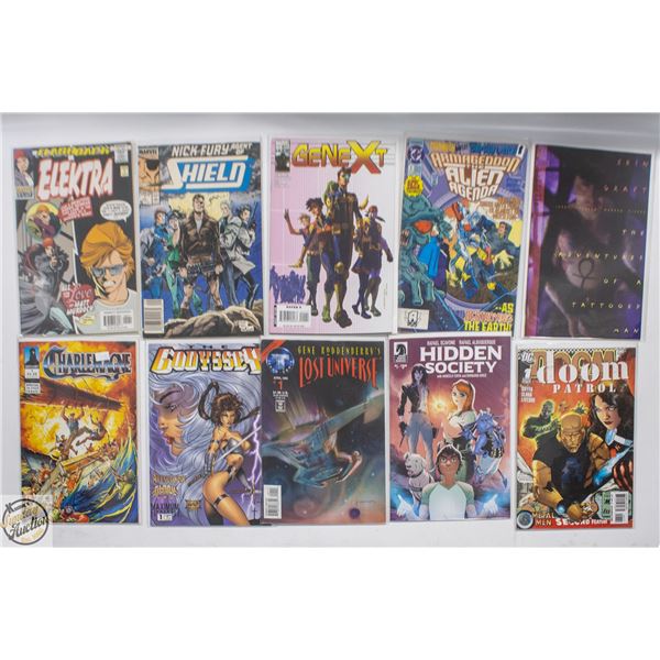 #1 COMIC LOT, 10 BOOKS, MARVEL, DC, INDIE