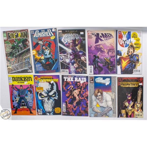 #1 COMIC LOT, 10 BOOKS, MARVEL, DC, INDIE