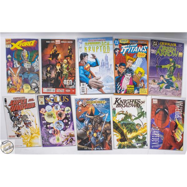 #1 COMIC LOT, 10 BOOKS, MARVEL, DC, INDIE