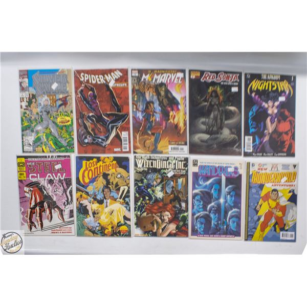 #1 COMIC LOT, 10 BOOKS, MARVEL, DC, INDIE
