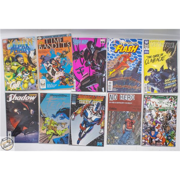 #1 COMIC LOT, 10 BOOKS, MARVEL, DC, INDIE