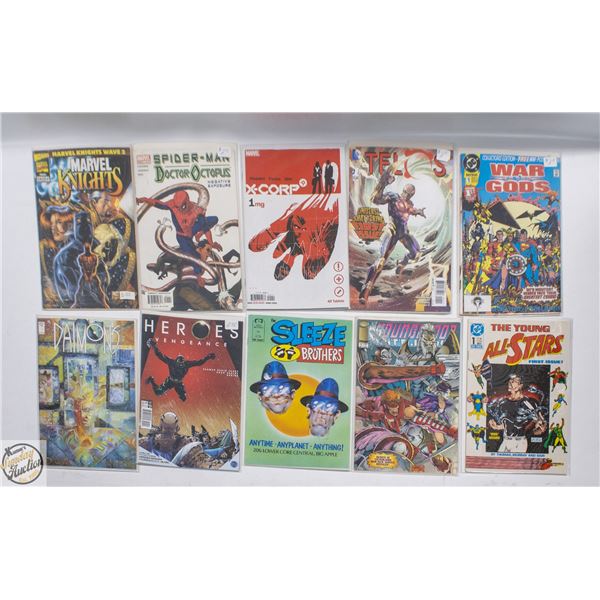 #1 COMIC LOT, 10 BOOKS, MARVEL, DC, INDIE