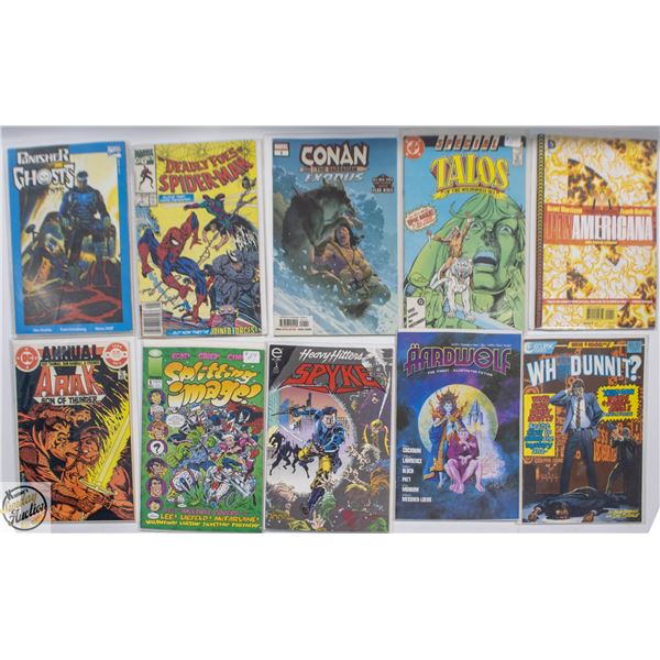 #1 COMIC LOT, 10 BOOKS, MARVEL, DC, INDIE