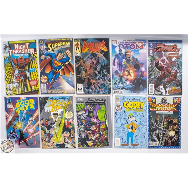 #1 COMIC LOT, 10 BOOKS, MARVEL, DC, INDIE