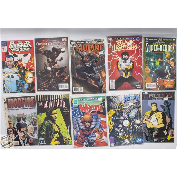 #1 COMIC LOT, 10 BOOKS, MARVEL, DC, INDIE