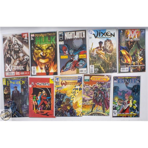 #1 COMIC LOT, 10 BOOKS, MARVEL, DC, INDIE