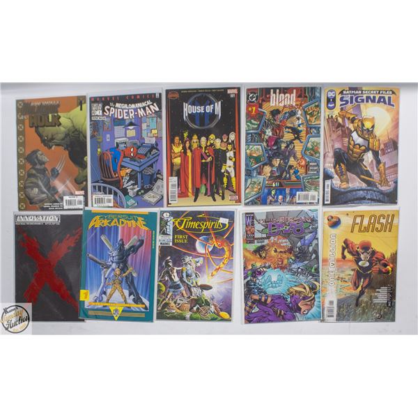 #1 COMIC LOT, 10 BOOKS, MARVEL, DC, INDIE