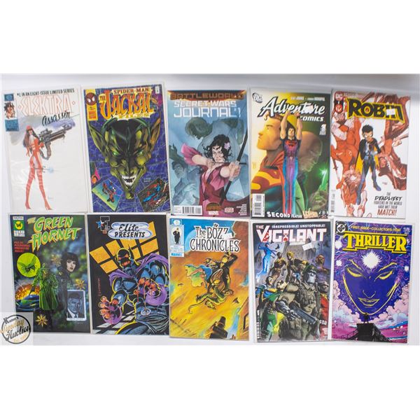 #1 COMIC LOT, 10 BOOKS, MARVEL, DC, INDIE