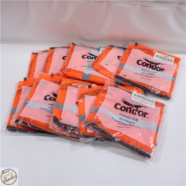 LOT OF 10 NEW UNIVERSAL SIZE SAFETY JACKETS