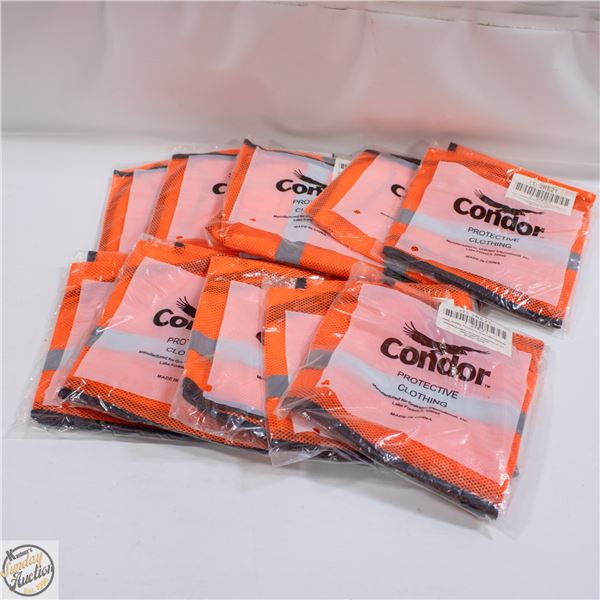 LOT OF 10 NEW UNIVERSAL SIZE SAFETY JACKETS