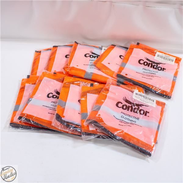 LOT OF 10 NEW UNIVERSAL SIZE SAFETY JACKETS