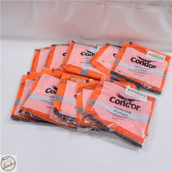 LOT OF 10 NEW UNIVERSAL SIZE SAFETY JACKETS