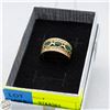 Image 1 : VINTAGE 10K CUSTOM GOLD RING SZ 9 W/3 EMERALDS &