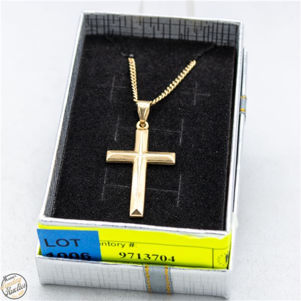 14K YELLOW GOLD CROSS ON 10K GOLD CHAIN