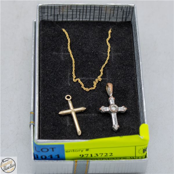 LOT OF CROSS PENDANTS WITH CHAIN