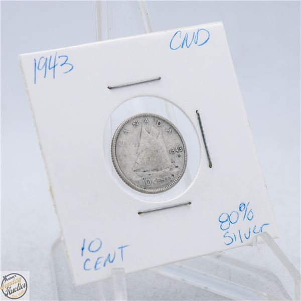 1943 CANADA 10 CENT DIME 80% SILVER