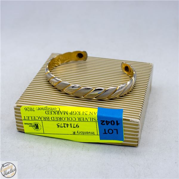 GOLD/SILVER COLORED BRACELET W/JAPAN 24 KGP MARKED