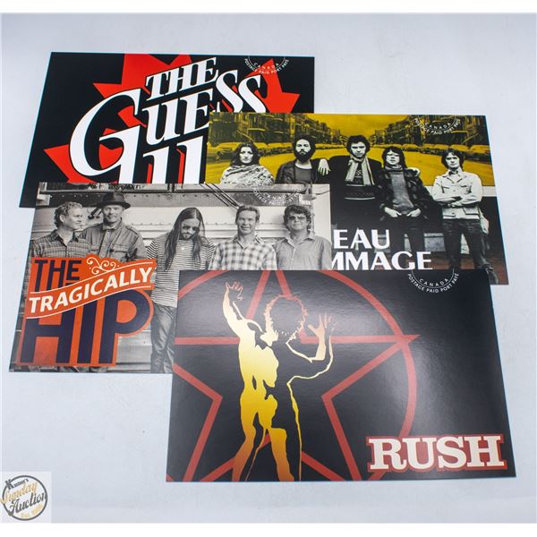 4 FIRST DAY ISSUE COVERS THE GUESS WHO, RUSH,