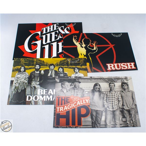4 FIRST DAY ISSUE COVERS THE GUESS WHO, RUSH,