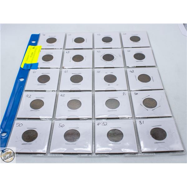 SHEET OF CANADIAN PENNIES