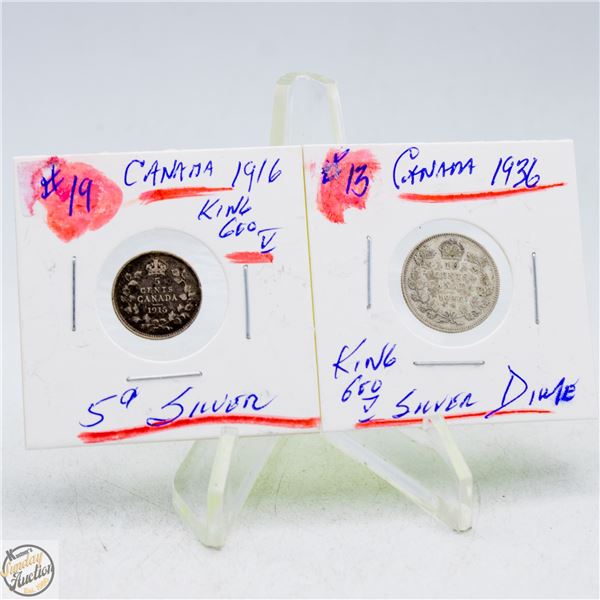 #4661-CANADA 1916 KING GEO V SILVER NICKLE,