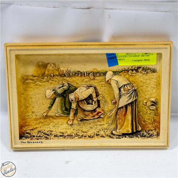 THE GLEANER CERAMAIC ART BY A.D SBORNO 6.5"X9.5"