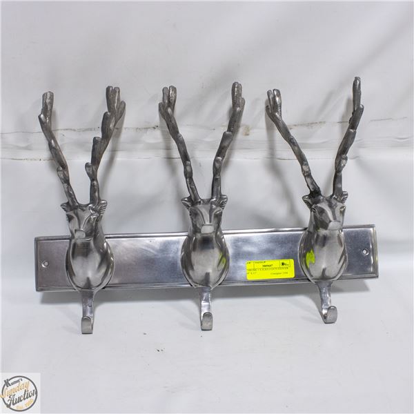 CHROME 3 X ELKS COATS HANGER 19" X 11"