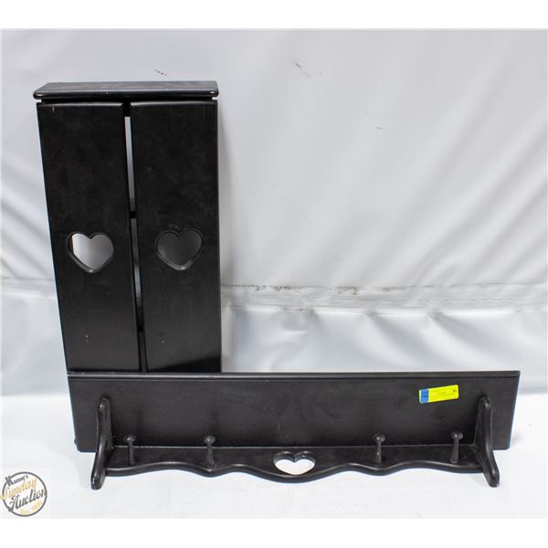 LOT OF WALL SHELVES BLACK WITH HEART