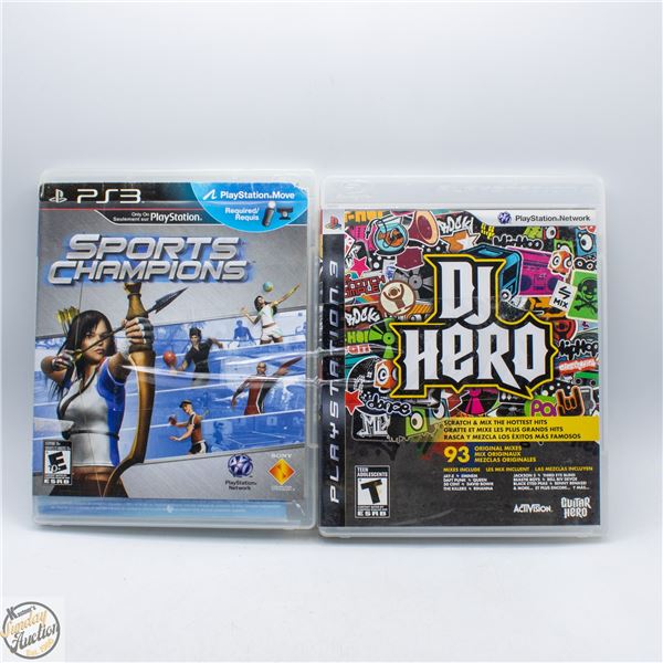 SPORTS CHAMPIONS & DJ HERO PS3 VIDEO GAMES