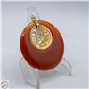Image 1 : CARNELIAN GEMSTONE PENDANT W/ DRAGON CUT OUT