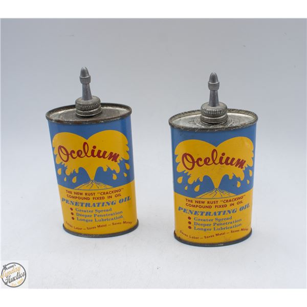 2 VINTAGE OCELIUM OIL CANS