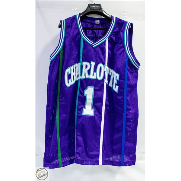 SIGNED JERSEY WITH COA MUGSY BOGUES NBA HORNETS