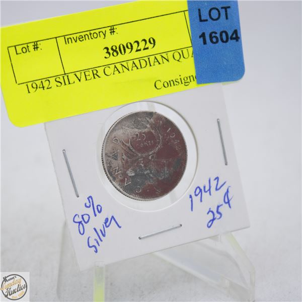 1942 SILVER CANADIAN QUARTER