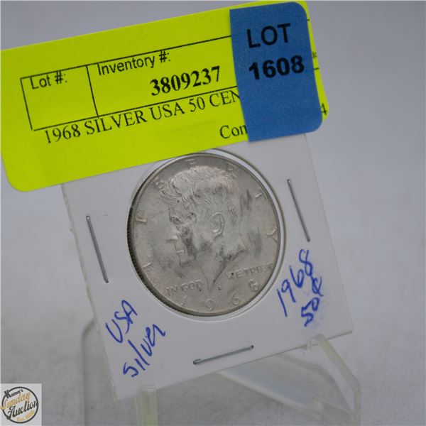 1968 SILVER USA 50 CENT COIN