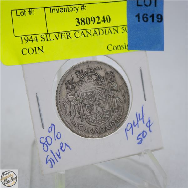 1944 SILVER CANADIAN 50 CENT COIN
