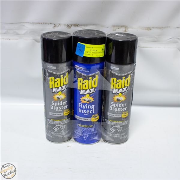NEW 3 SEALED JOHNSON RAID MAX FLYING INSECT &