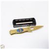 Image 1 : FLICKBLADE KNIFE: GOLD WITH FLAMING SKULL