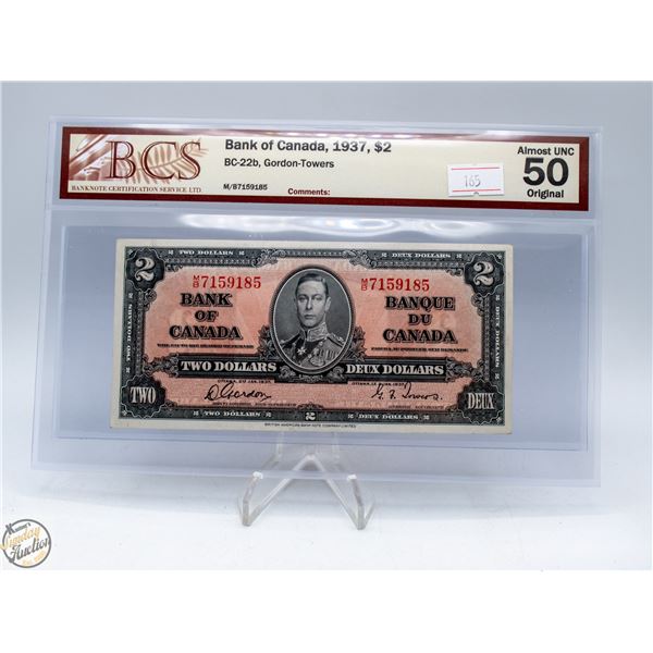1937 CANADA $2 BANKNOTE. GORDON-